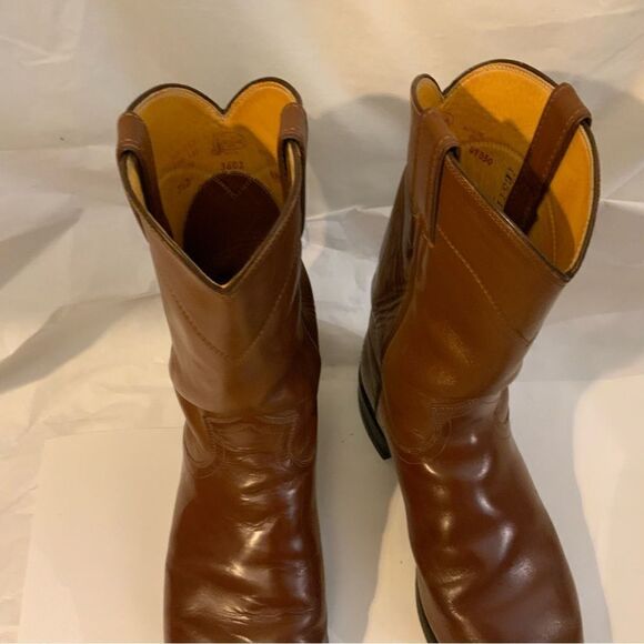 Justin 3802 Men\'s Roper Brown Leather Western Cowboy Boots USA Made Sz 7.5 D main image 6